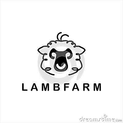 Lamb logo simple sheep head vector farm cattle Vector Illustration