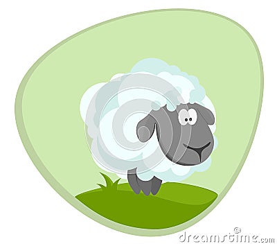 Lamb in the meadow.Vector illustration Cartoon Illustration