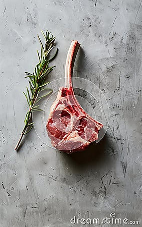 Lamb mutton fresh meat ribs with herbs Stock Photo