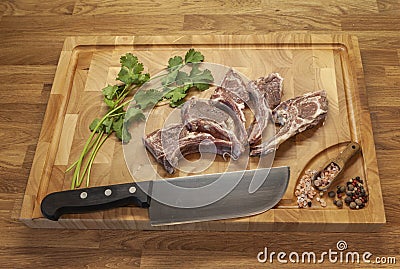 Lamb meet ribs on the cutting board Stock Photo