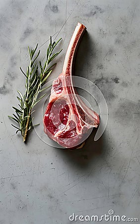 Lamb mutton fresh meat ribs with herbs Stock Photo