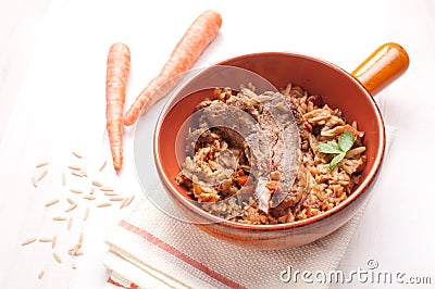 Lamb and orzo pasta risotto Stock Photo