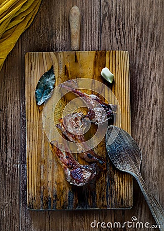 Cooked lamb ribs Stock Photo