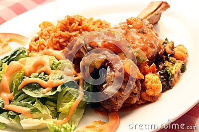 Lamb Shank Meal Stock Photo