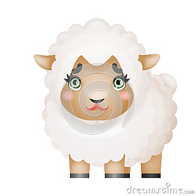 Lamb sheep little cute domestic farm mammal animal cartoon design vector illustration Vector Illustration