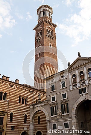 Lamberti Tower in Verona Stock Photo