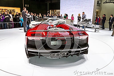 Lamborghini Aventador in Geneve Auto Salon 2012 Editorial Stock Photo