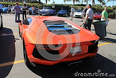 Lamborghini aventador parked at luxury hotel Editorial Stock Photo