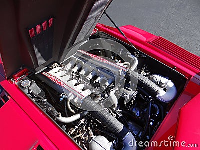 1989 Lamborghini Countach 25th Anniversary engine bay Editorial Stock Photo