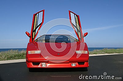 1989 Lamborghini Countach 25th Anniversary with gull-wing doors open Editorial Stock Photo