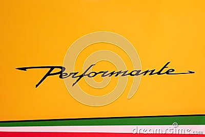 Lamborghini Huracan Performante italian flag Editorial Stock Photo