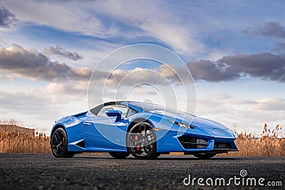 Lamborghini Huracan Spyder Performante In Blue Editorial Stock Photo