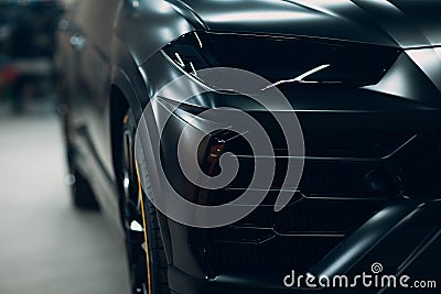 Lamborghini Urus black color sports car close up. Editorial Stock Photo