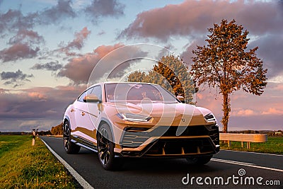 Lamborghini Urus super SUV on the road Editorial Stock Photo