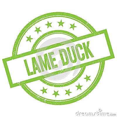 LAME DUCK text written on green vintage stamp Stock Photo