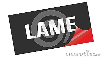 LAME text on black red sticker stamp Stock Photo