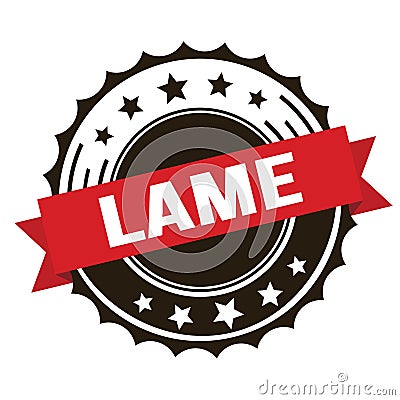 LAME text on red brown ribbon stamp Stock Photo