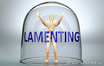 Lamenting can separate a person from the world and lock in an invisible isolation that limits and restrains - pictured as a human Cartoon Illustration