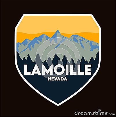 Lamoille on a blue mountain background Vector Illustration