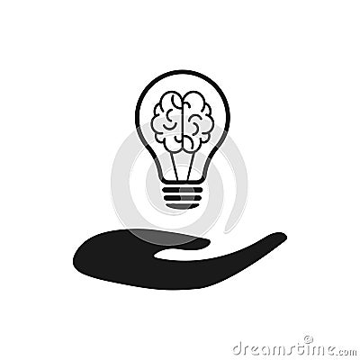 Lamp and brains - innovative lamps, ideas of the mind. Web design Stock Photo