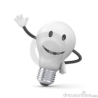 Lamp character leaning on imaginary object Cartoon Illustration