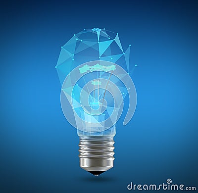 Lamp connect poligonal triangle. The concept of communication network Stock Photo