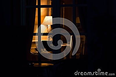 Lamp in the darkness. Stock Photo