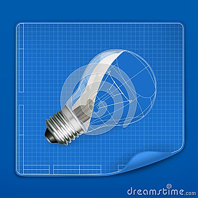 Lamp drawing blueprint Vector Illustration