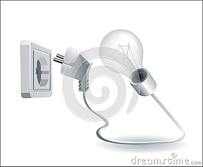 lamp and electric plug and socket Vector Illustration