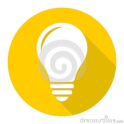 Lamp icon, Bulb icon with long shadow Vector Illustration