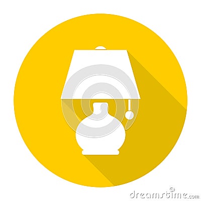 Lamp icon with long shadow Vector Illustration