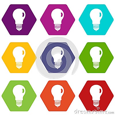 Lamp icon set color hexahedron Vector Illustration