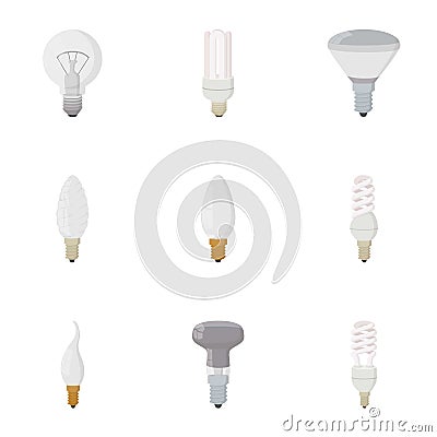 Lamp icons set, cartoon style Vector Illustration