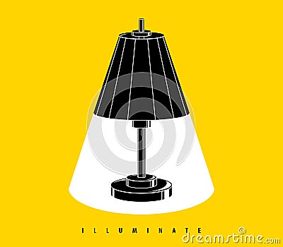 Lamp illumination vector advertising poster illustration with copy space for text, flat style template for banner, background or Vector Illustration