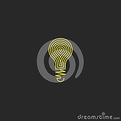 Lamp logo bulb, yellow mockup creative emblem, symbol innovation idea, lightbulb inspiration design template Vector Illustration