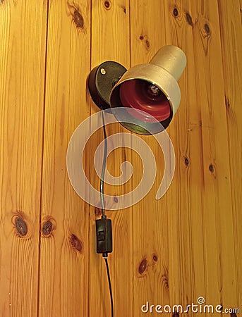 Lamp night light on wooden wall Stock Photo