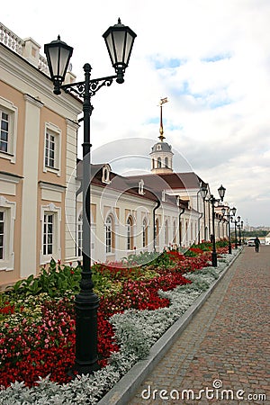 Lamp-post and gardens Kazan Russia Stock Photo