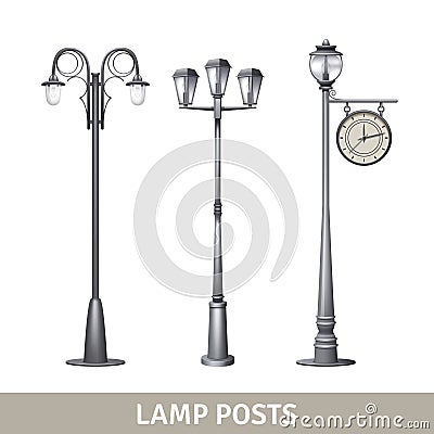 Lamp Post Set Vector Illustration