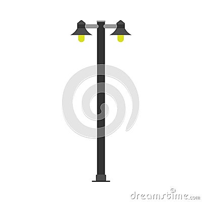 Lamp post street architecture power light vector icon. Pole energy illumination equipment city lantern. Urban vertical pillar Vector Illustration