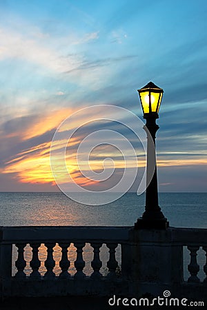 Lamp Post at Sunset Stock Photo