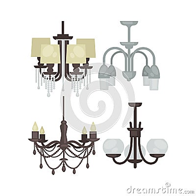 Lamp set . Interior light design. Vector Illustration