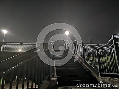 Lamp stairs night evening moon Stock Photo