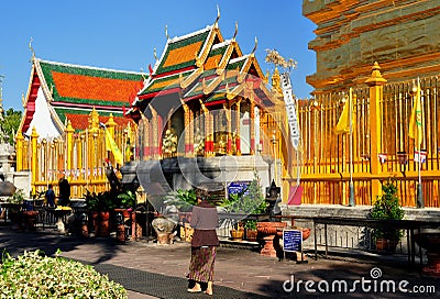 Lamphun, Thailand: Golden Thai Temple Editorial Stock Photo