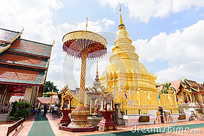 Wat Phra That Hariphunchai, popular temple in Lamphun, Thailand. Editorial Stock Photo
