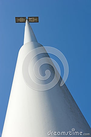 Lamppost at parking of gasstation on highway in cl Stock Photo