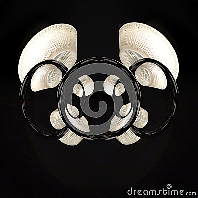 lamps and circles black and white light and darkness Stock Photo