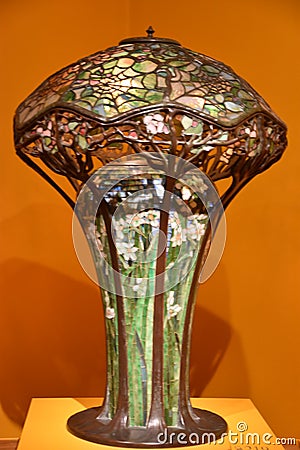 Lamps and Lighting by Louis Comfort Tiffany at Charles Hosmer Morse Museum of American Art in Winter Park, Florida Editorial Stock Photo