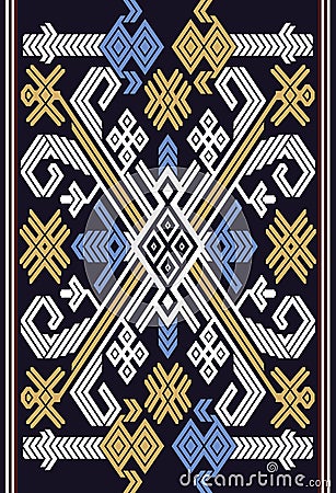 Lampung Tapis Cloth Woven Embroidery Motif Vector Illustration
