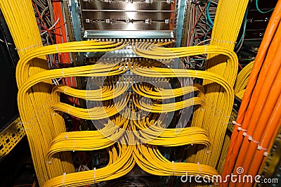 IT LAN Cable connection redundancy in a Datacenter Stock Photo