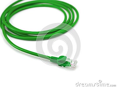 LAN cable lightly coiled isolated on white Stock Photo